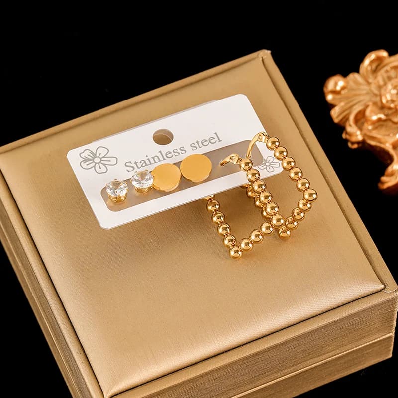 Set Anting-Anting Bunga Daisy, Bersalut Emas 18K