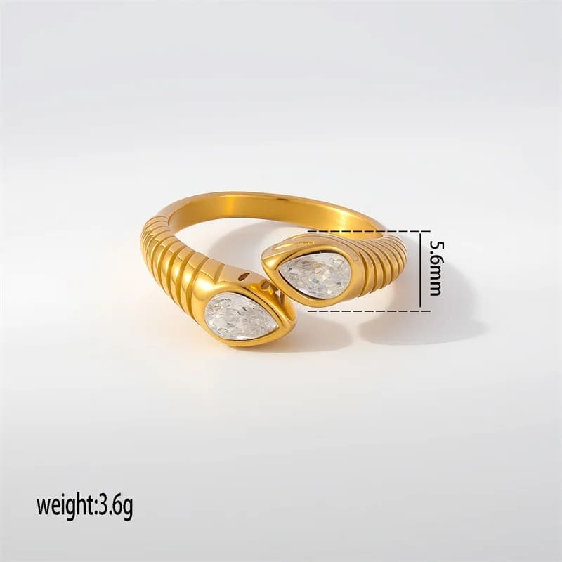 Cincin Boleh Suai Mutiara Hati Zirkonia Kubik