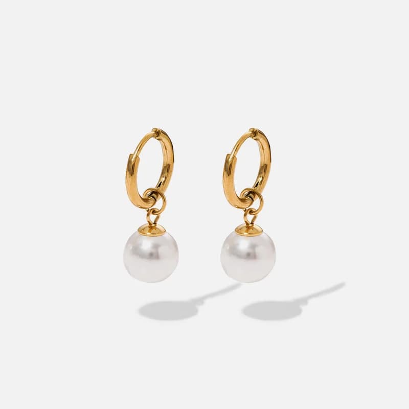 Anting-anting Gelung Hati Mutiara Mawar Emas