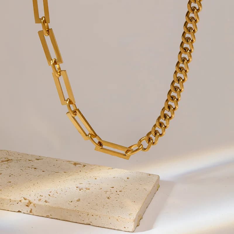 Kalung Rantai Besar Gaya Kolar, Warna Emas
