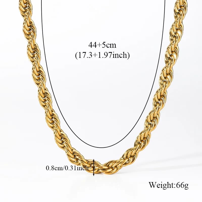 Set Kalung dan Gelang Tangan Rantai Twist Tebal 8mm