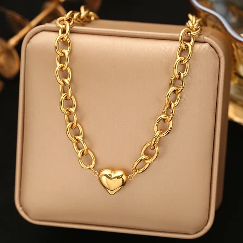 Rantai Leher Choker Rantai Emas Keluli Tahan Karat