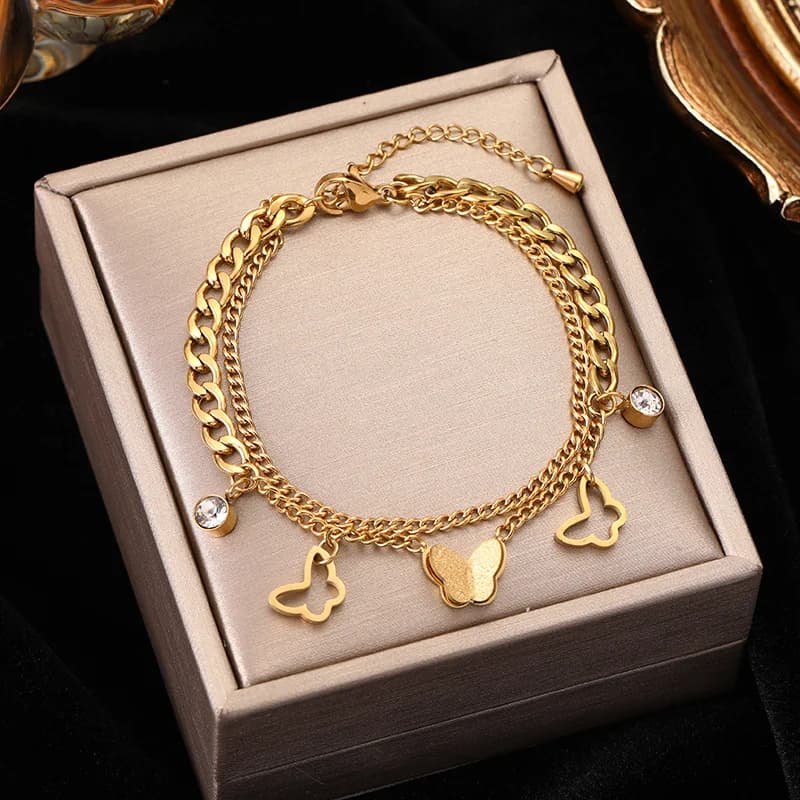 Gelang Tangan Rantai Kupu-kupu Zirkonia Kubik