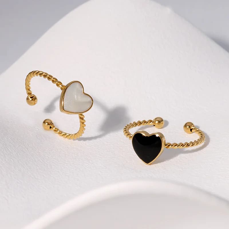 Cincin Keluli Tahan Karat Bentuk Hati Boleh Laras