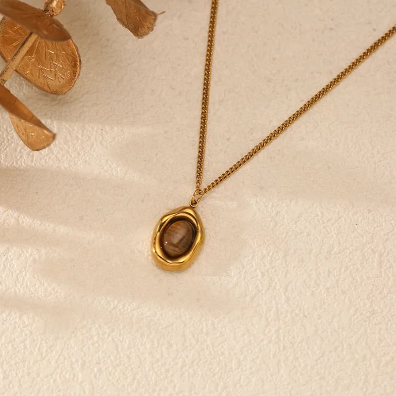 Rantai Loket Batu Coklat Vintage