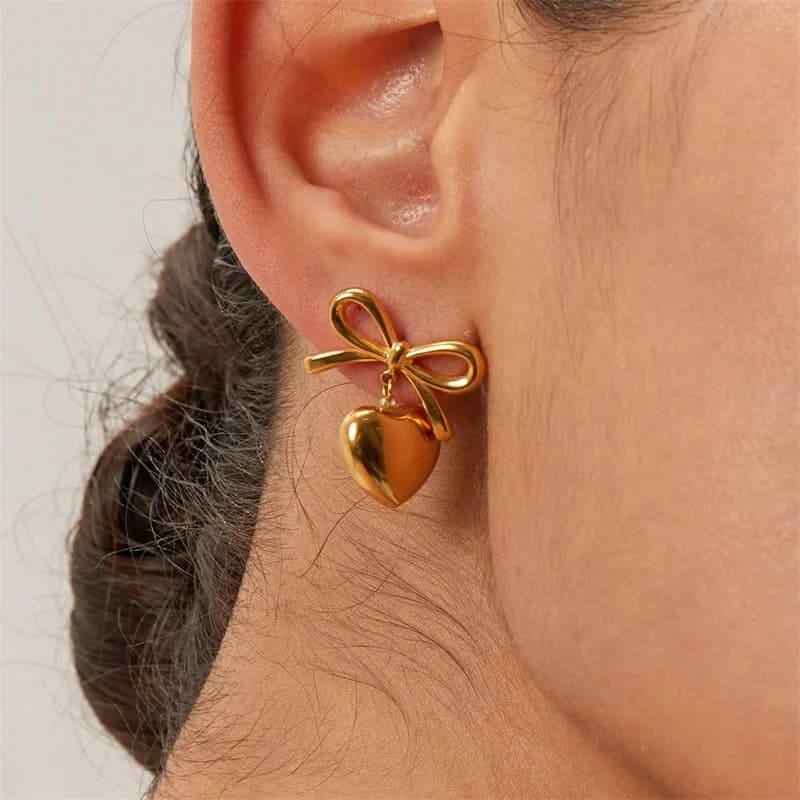 Anting-anting Gantung Bunga Kupu-kupu Beruang Keluli Tahan Karat