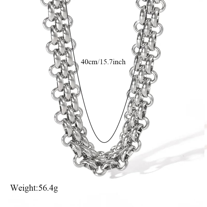Set Rantai Leher & Gelang Rantai Cuba, Perak