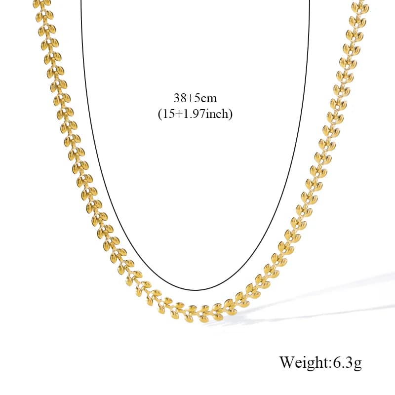 Kalung Rantai Gandum, Bersalut Emas 18K Bertekstur