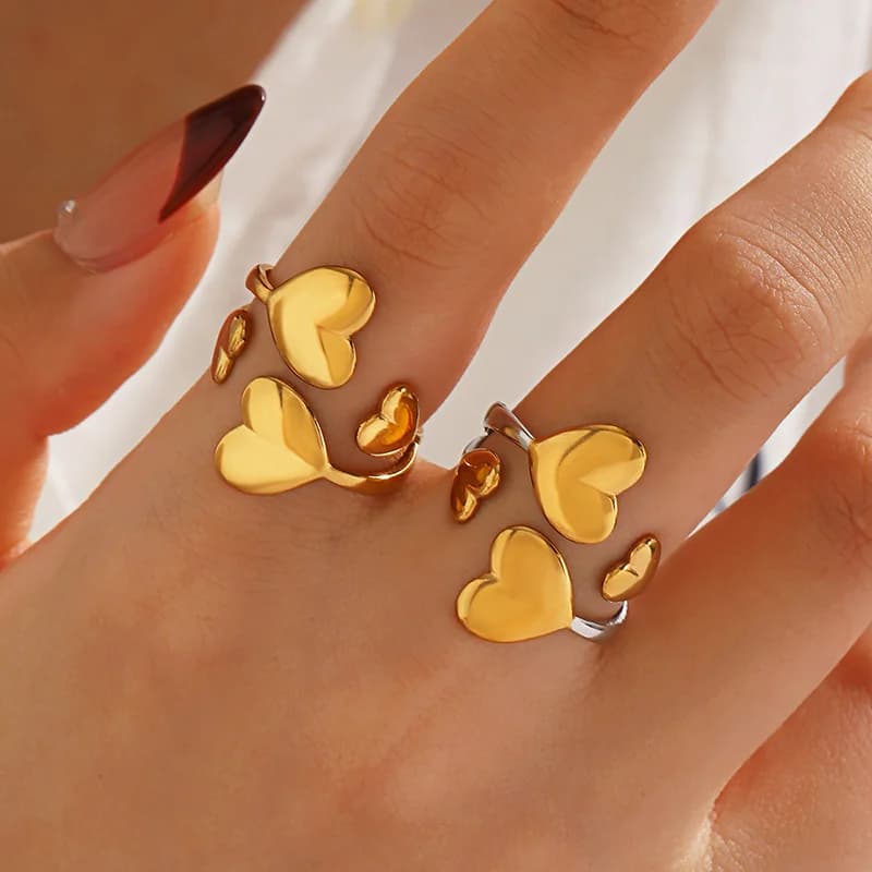 Cincin Boleh Laras Bentuk Hati Keluli Tahan Karat 316L