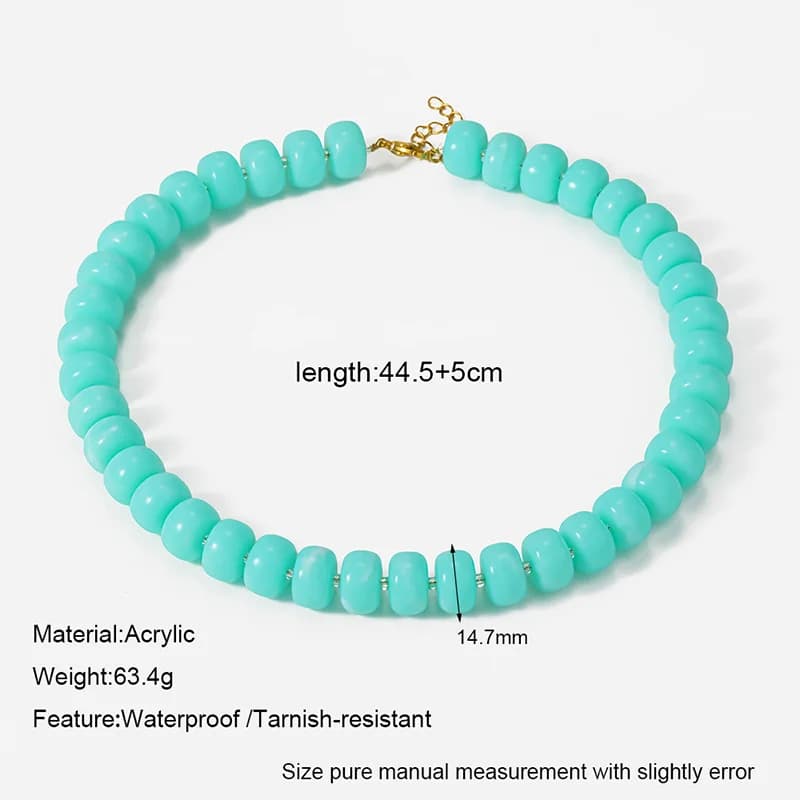 Rantai Leher Kolar Manik Resin Akrilik