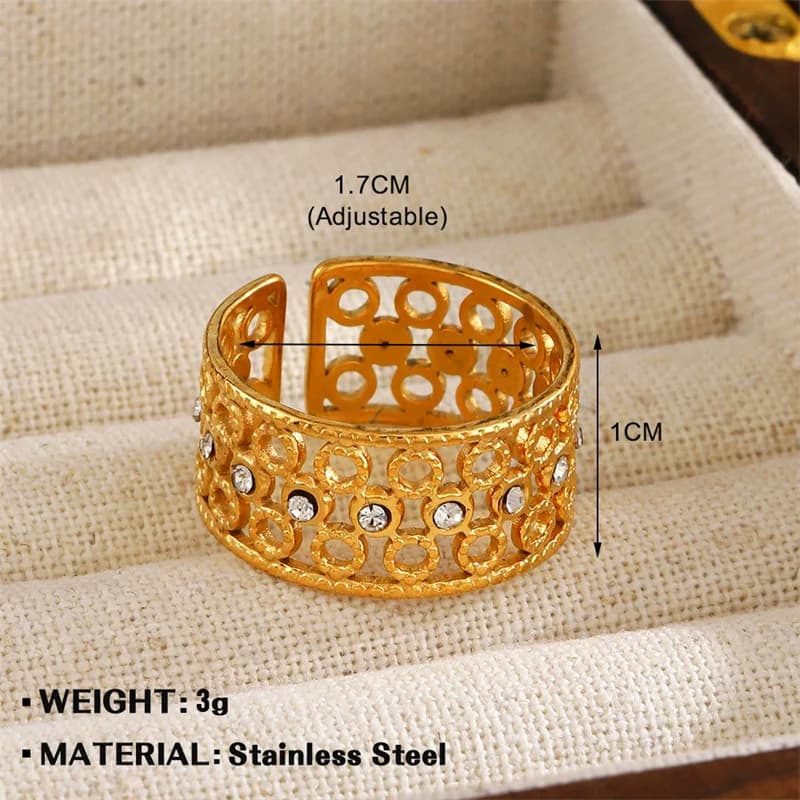 Cincin Pernyataan Mata Zirkonia Warna Emas