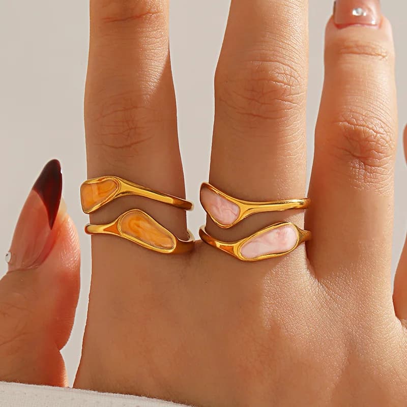 Cincin Boleh Laras Enamel Tidak Sekata, Keluli Tahan Karat
