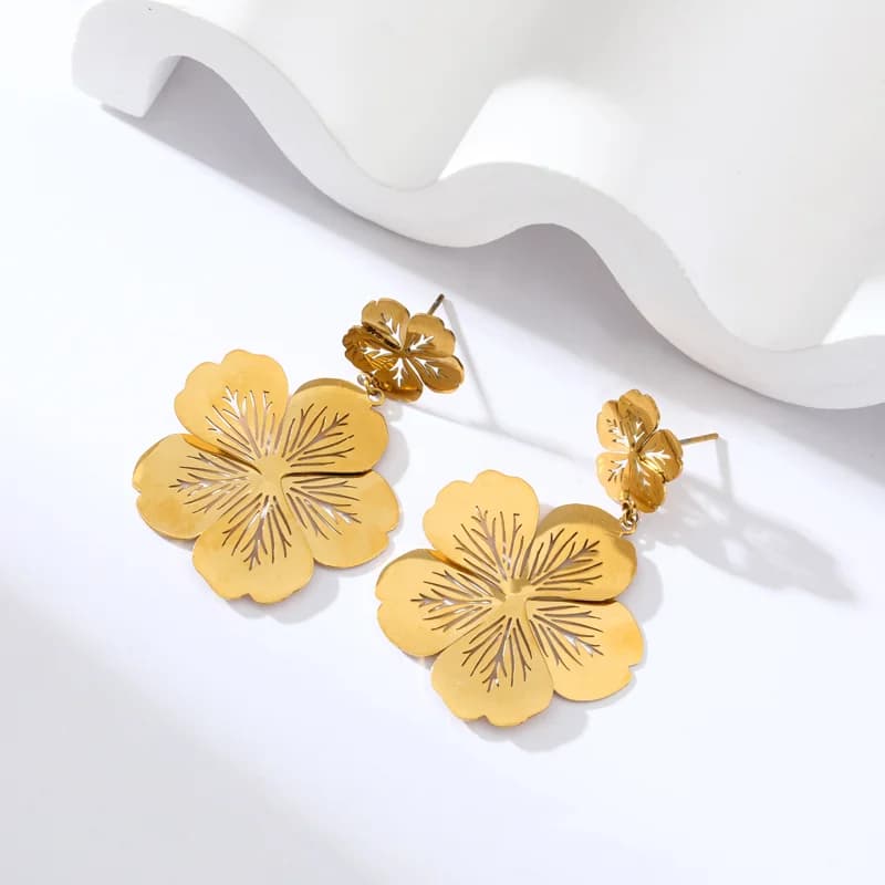 Anting-anting Geometri Juntai Warna Emas Keluli Tahan Karat 316L