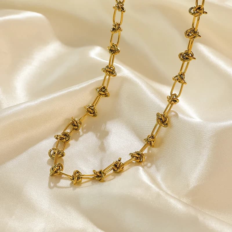 Set Kalung & Gelang Rantai Simpul, Emas