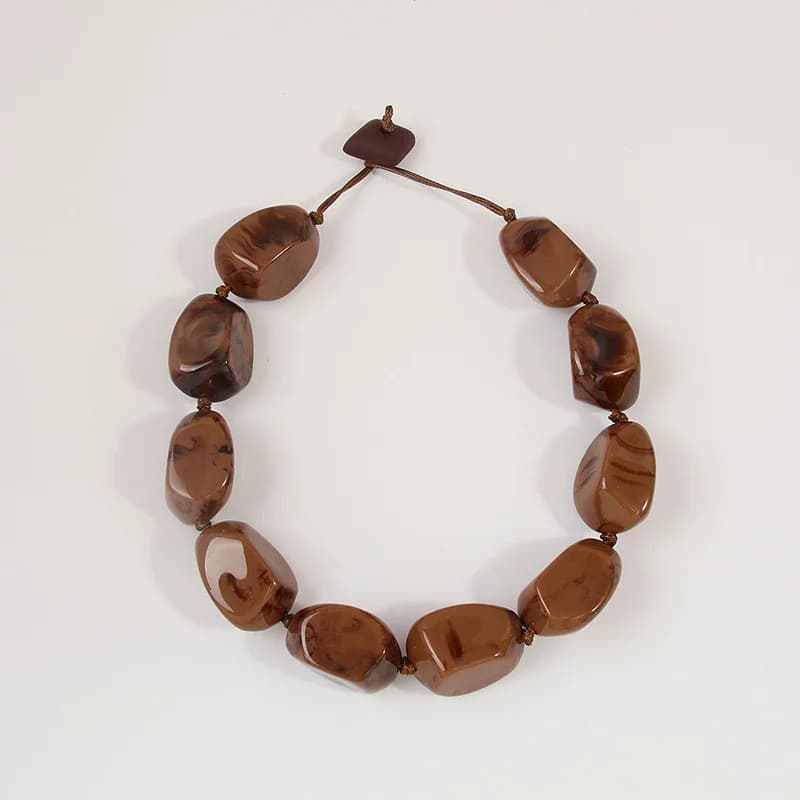 Kalung Choker Bohemian Resin Coklat