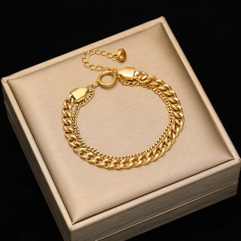 Gelang Berlapis Dua Zirkon Keluli Tahan Karat 316L