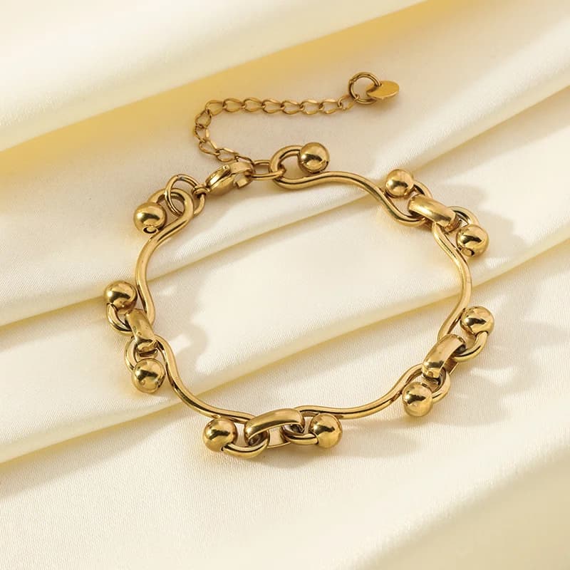 Gelang Bangle Rantai 316L Keluli Tahan Karat Warna Emas Charm Hati