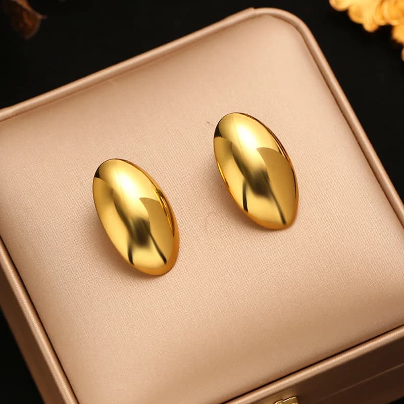 Anting-anting Stud Bentuk Hati Geometrik Warna Emas