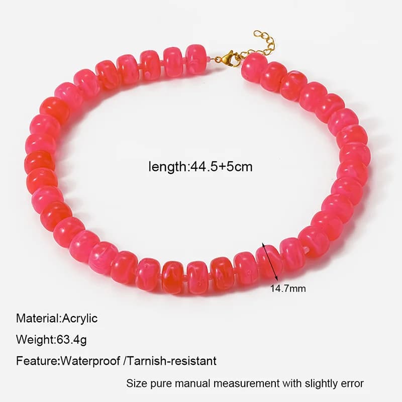 Rantai Leher Kolar Manik Resin Akrilik