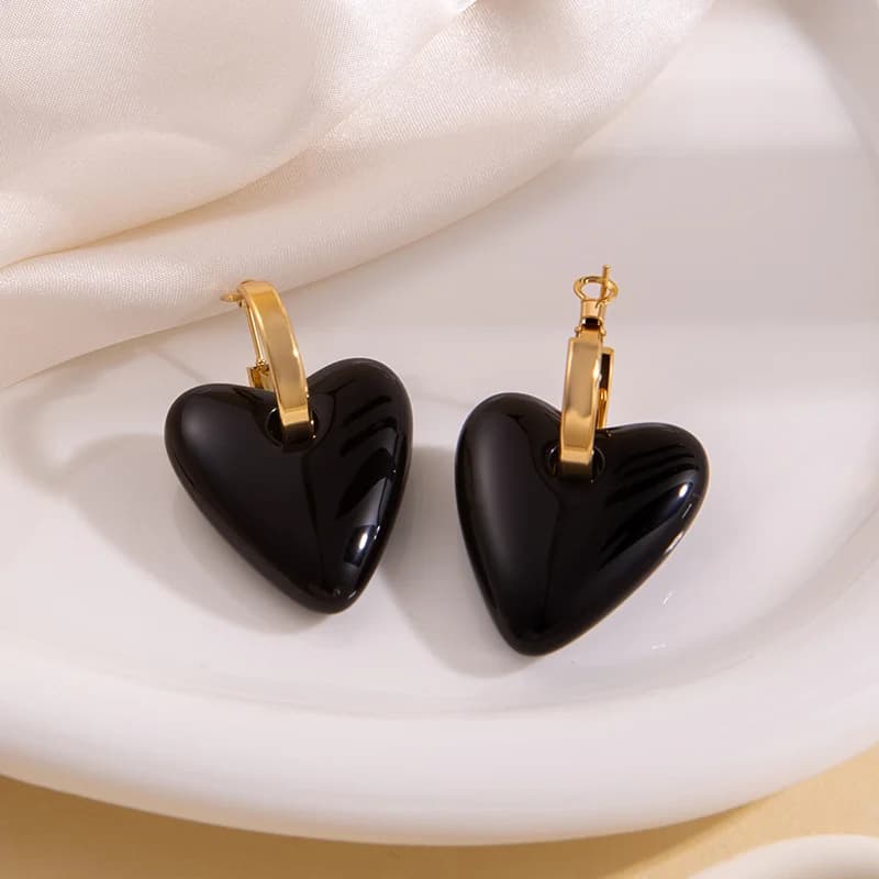 Anting-anting Butang Amber Jatuh Air Vintage