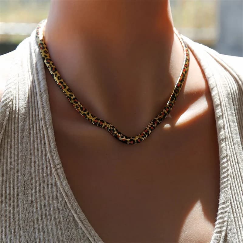 Set Kalung dan Gelang Rantai Ular Rata