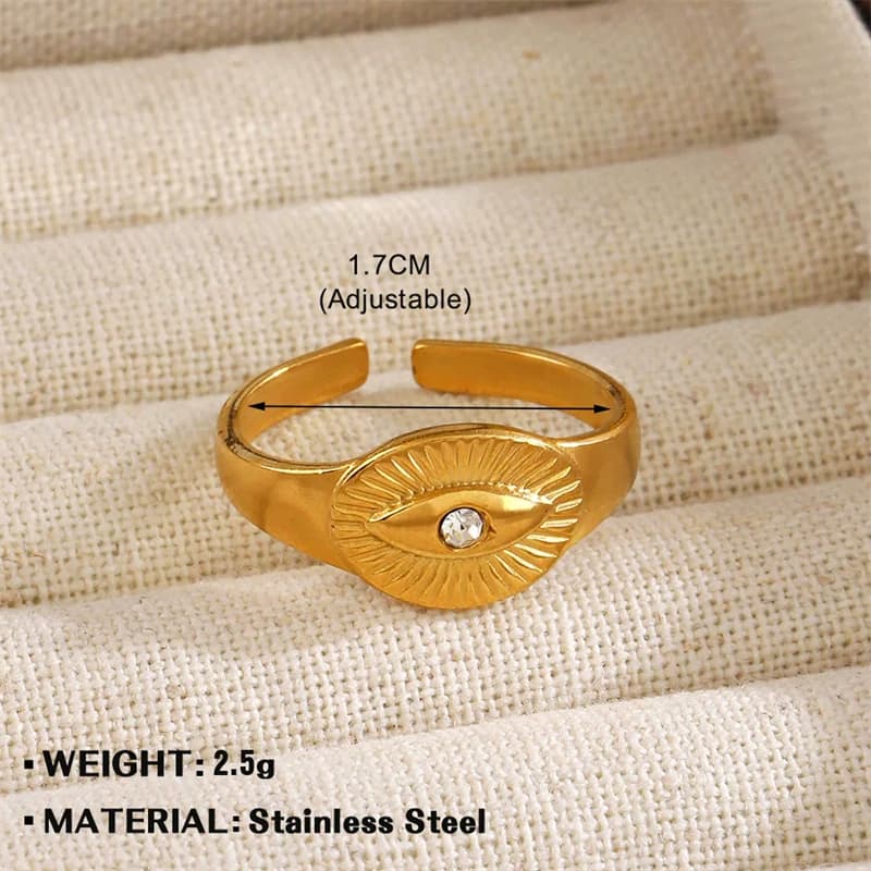 Cincin Pernyataan Mata Zirkonia Warna Emas