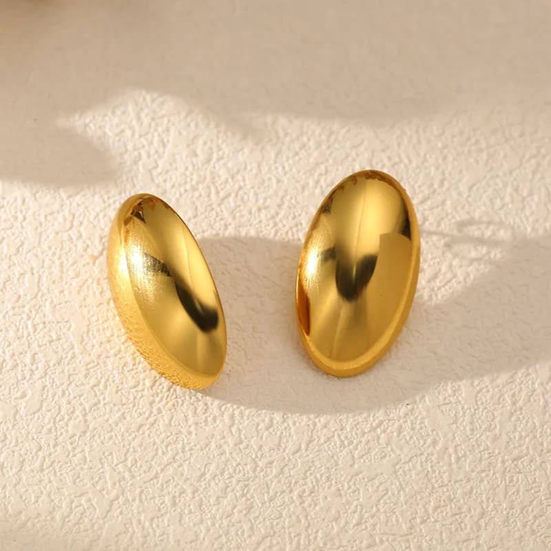 Anting-anting Stud Oval Licin, Keluli Tahan Karat