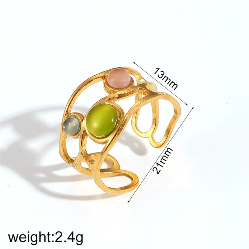 Cincin Terbuka Bunga Biru-Ungu
