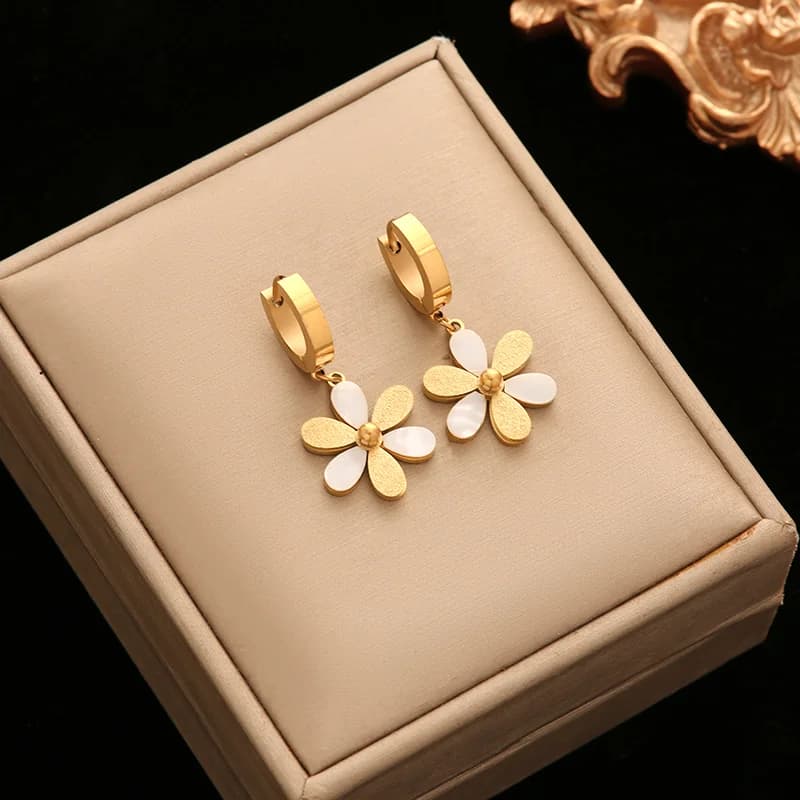 Anting-anting Gantung Kristal Zirkon Baja Tahan Karat