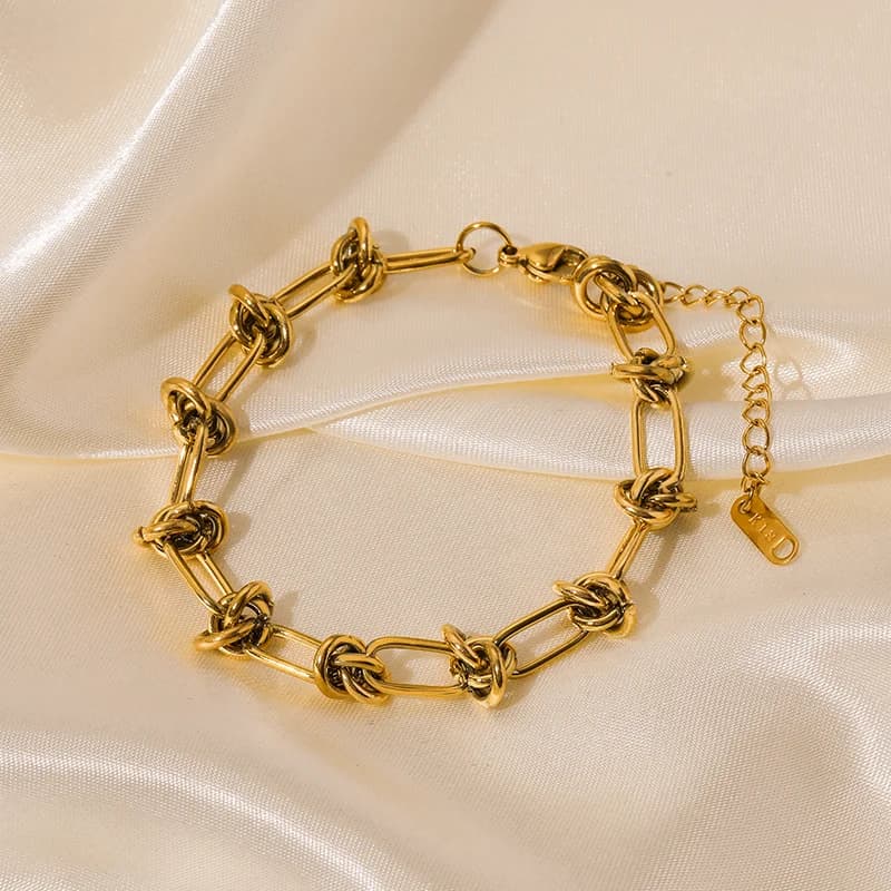 Set Kalung & Gelang Rantai Simpul, Emas