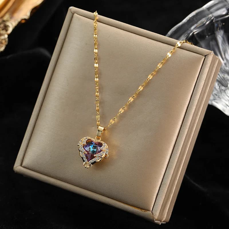Rantai Choker Zirkon Warna Emas