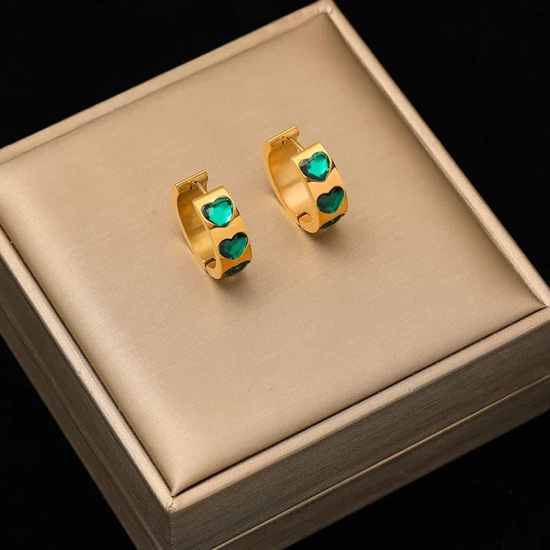 Anting-anting Gantung Kristal Zirkon Keluli Tahan Karat