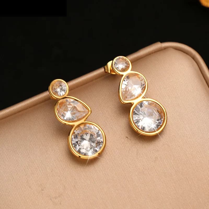 Anting-anting Gantung Kristal Zirkon Keluli Tahan Karat