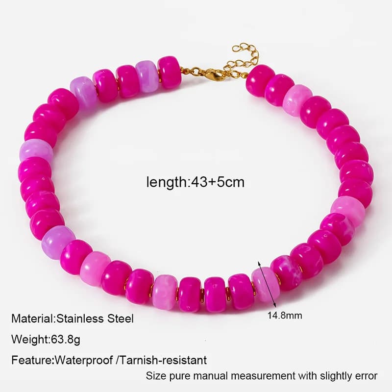 Rantai Leher Kolar Manik Resin Akrilik