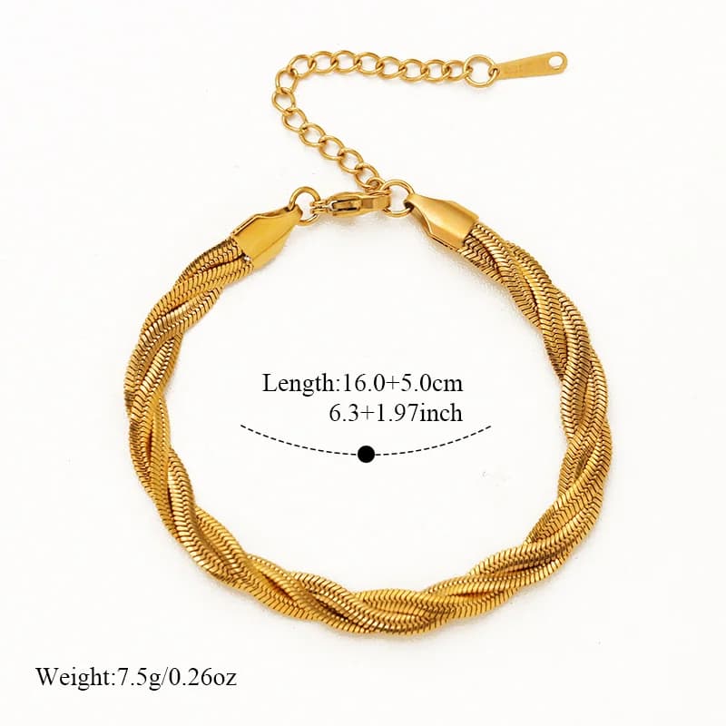 Gelang Rantai Silang Berlapis Tiga Keluli Tahan Karat