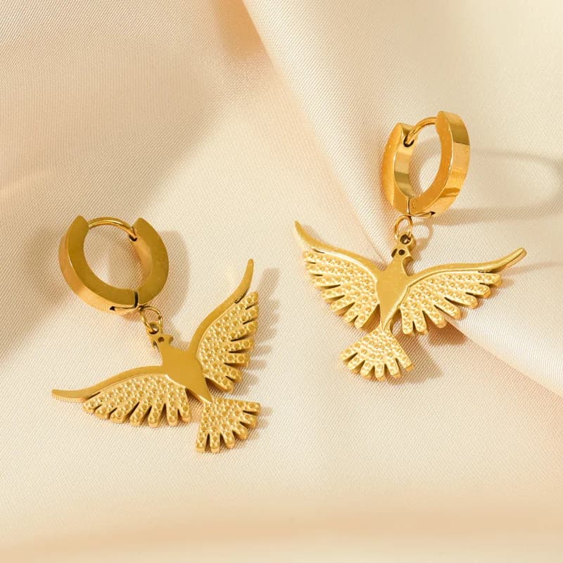 Anting-anting Klip Burung Phoenix Elang Loceng Keluli Tahan Karat