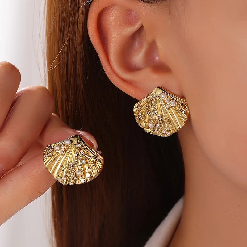Anting-Anting Mutiara Kreatif, Berlapis Emas 18K