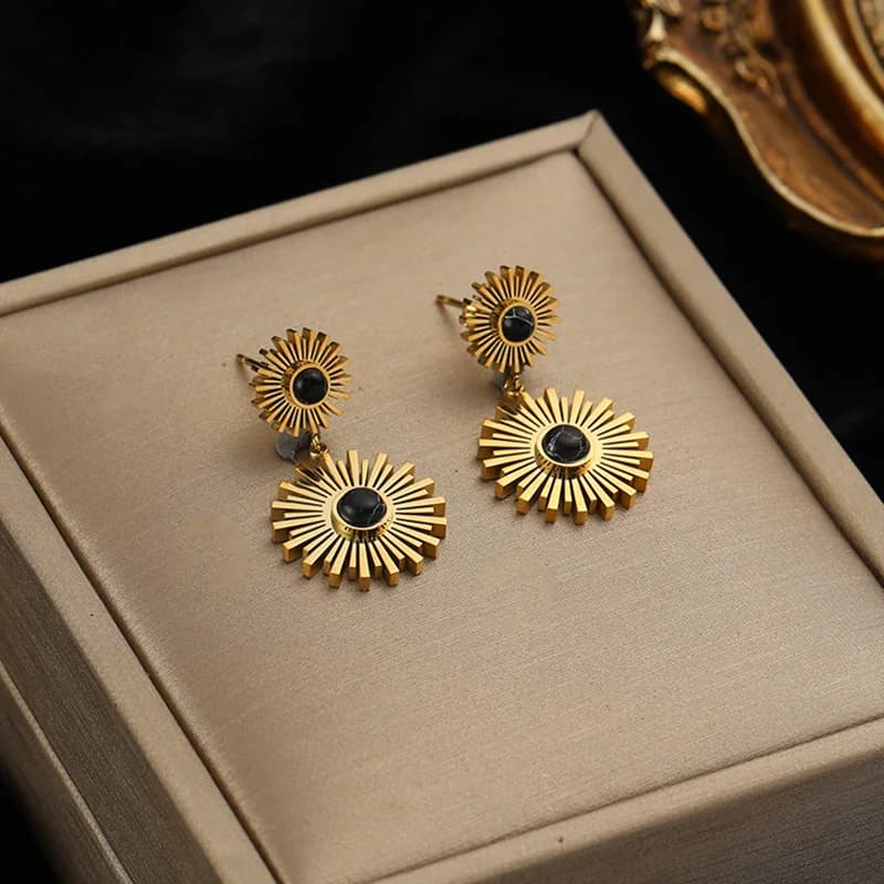 Anting-anting Dangle Hati Hitam Keluli Tahan Karat 316L