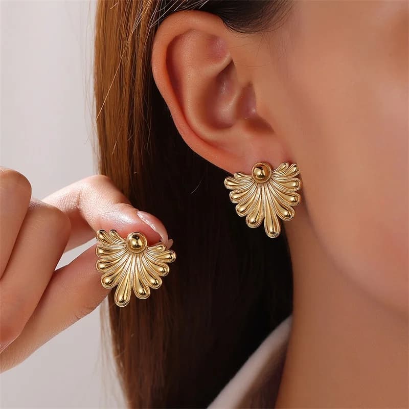 Anting-anting Stud Kreatif Selaput Emas 18K