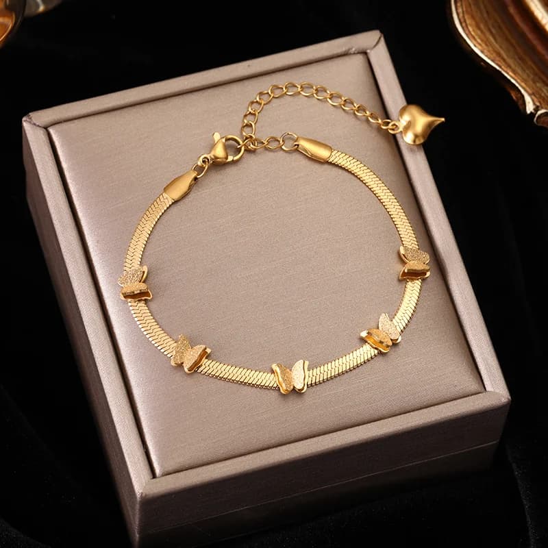 Gelang Rantai Charm Nombor Rom, Warna Emas