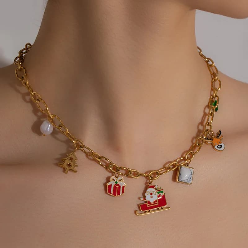 Kalung Loket Sesi Krismas Salji Rusa Kutub Pokok