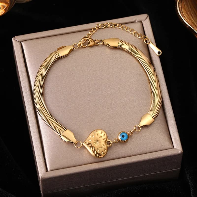 Gelang Rantai Mata Warna Emas Sederhana