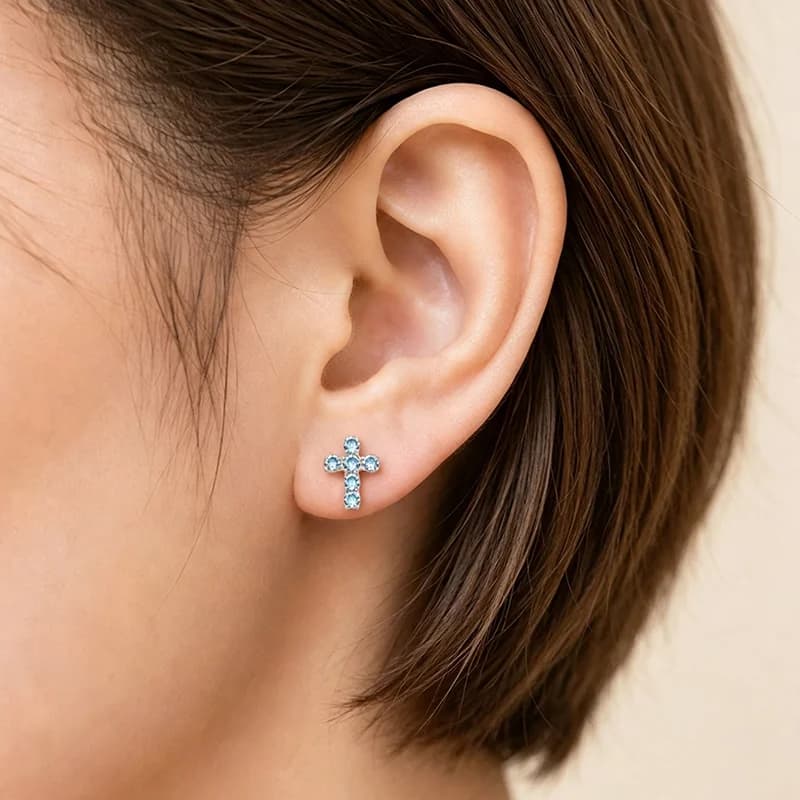 Piercing Badan Salib Berpilin Zirkon Titanium