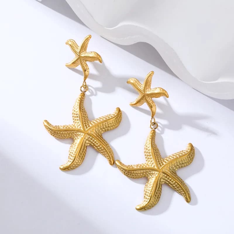 Anting-anting Drop Daun Palma Berlapis Emas