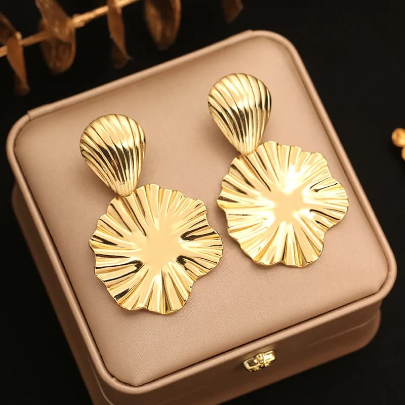 Anting-anting Jatuh Lipatan Stud Keluli Tahan Karat