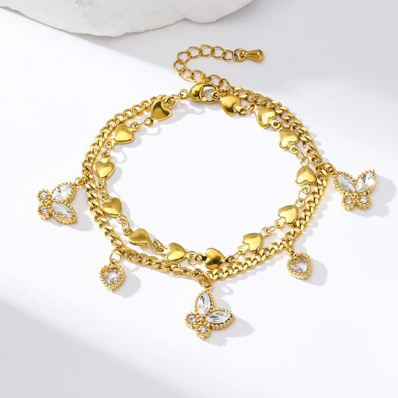 Gelang Tangan Rantai Kupu-kupu Zirkonia Kubik