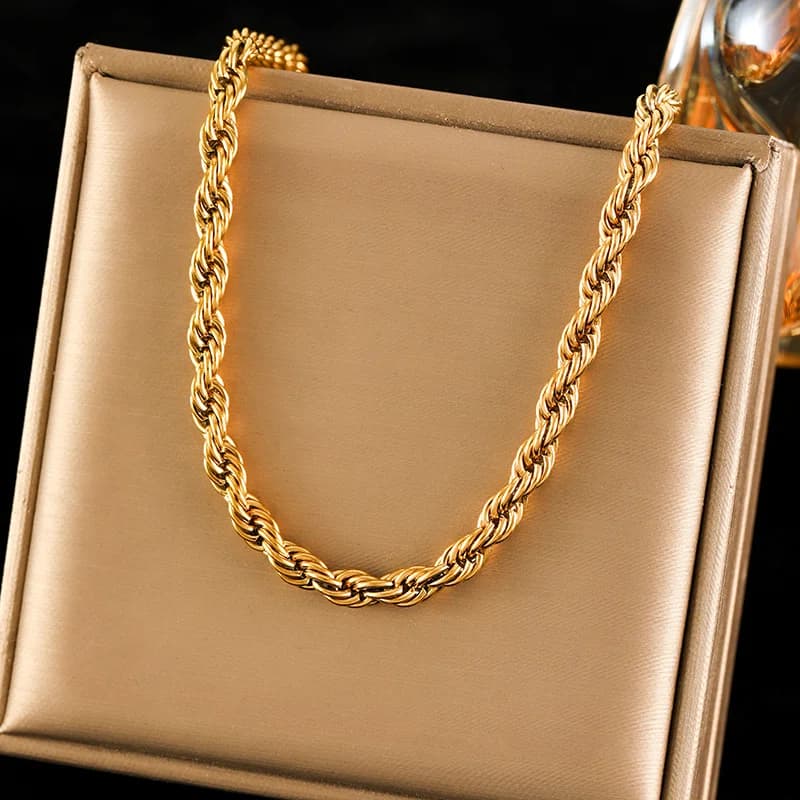 Kalung Leher Pernyataan Loket Logam, Berlapis Emas