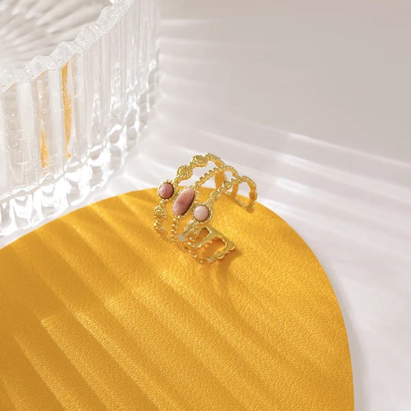 Cincin Gelang Terbuka Zirkon Putih Keluli Tahan Karat