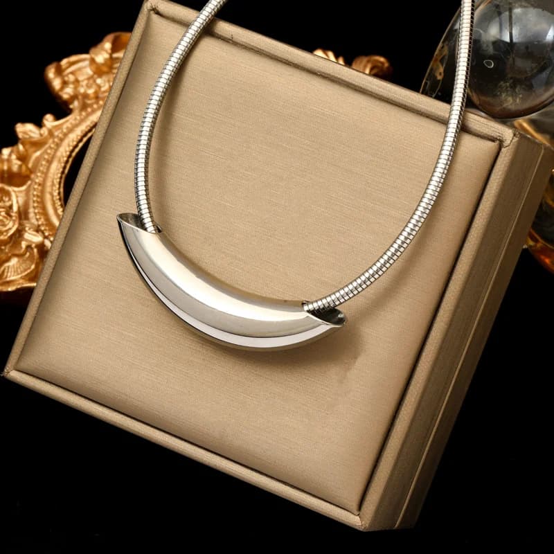 Kalung Choker Bola Manik Padat Keluli Tahan Karat
