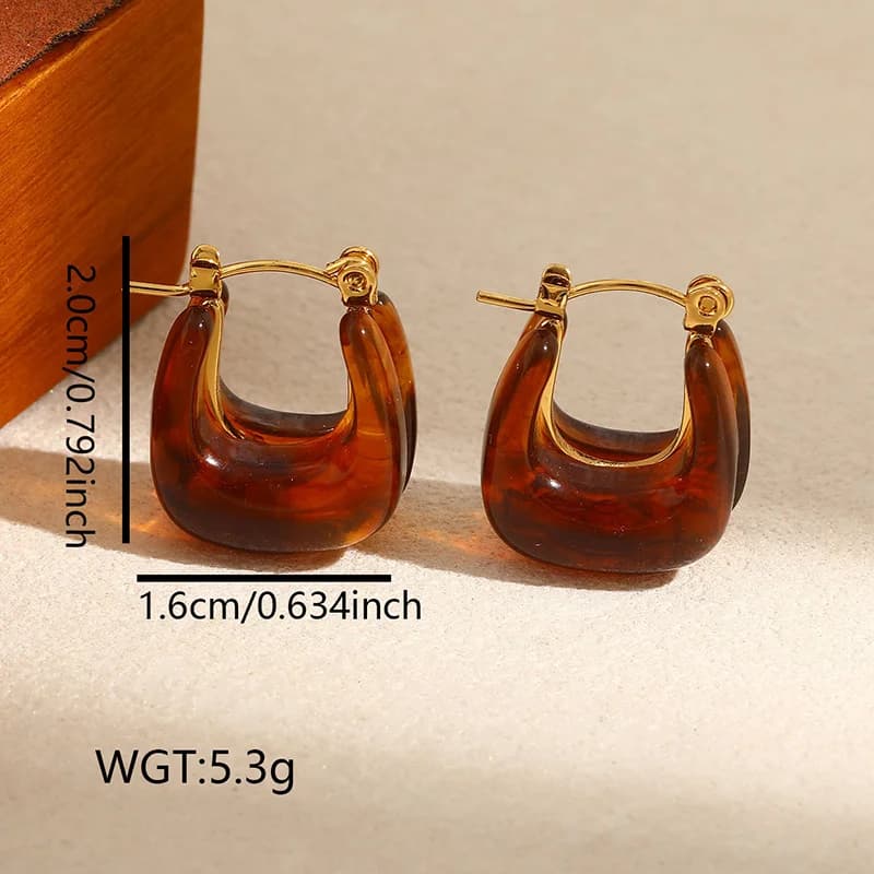 Anting-anting Butang Amber Jatuh Air Vintage